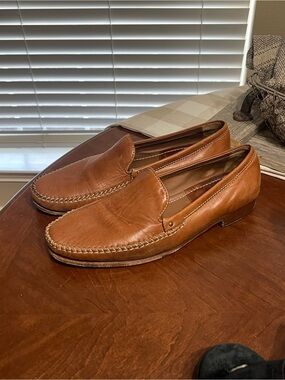 Trask Seth Sheepskin Slip On Loafers for Men Cognac